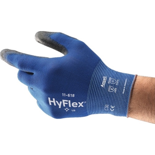 Handschuhe HyFlex 11-618 Gr.9 blau/schwarz Nyl.m.Polyurethan EN 388 Kat.II