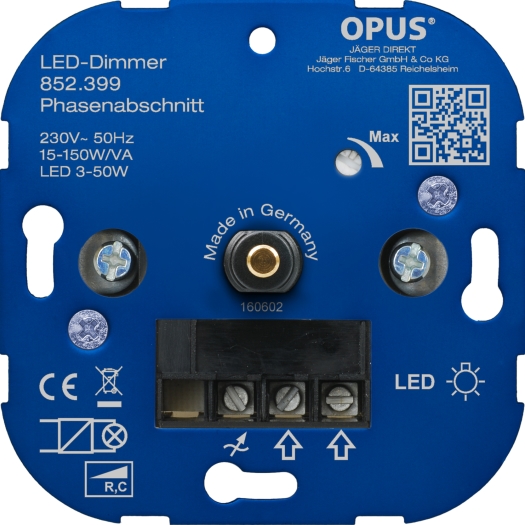 Dreh-Dimmer für LED- und  Energiesparlampen 5 - 110 VA / LED 3 - 50 W OPUS