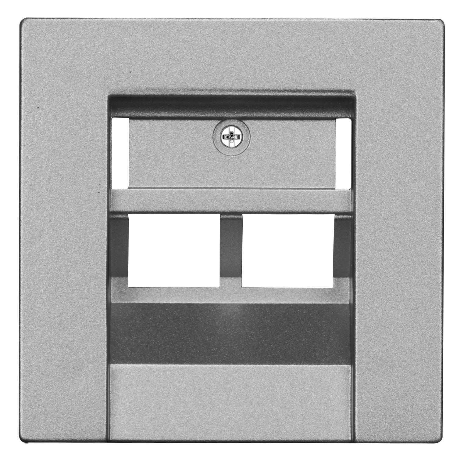 Abdeckung für ISDN/DATEN-Anschlussdosen 2-fach alu-silber-seidenglanz OPUS 55