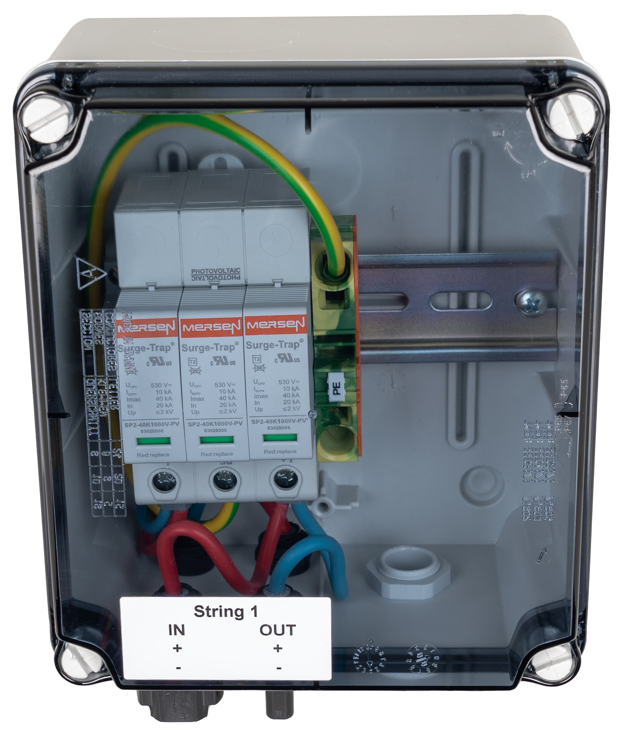 Generatorenanschlusskasten für PV-Anlagen bis 1.000 V DC, 1x 1 String, MC4-Steckverbinder, SiRoX