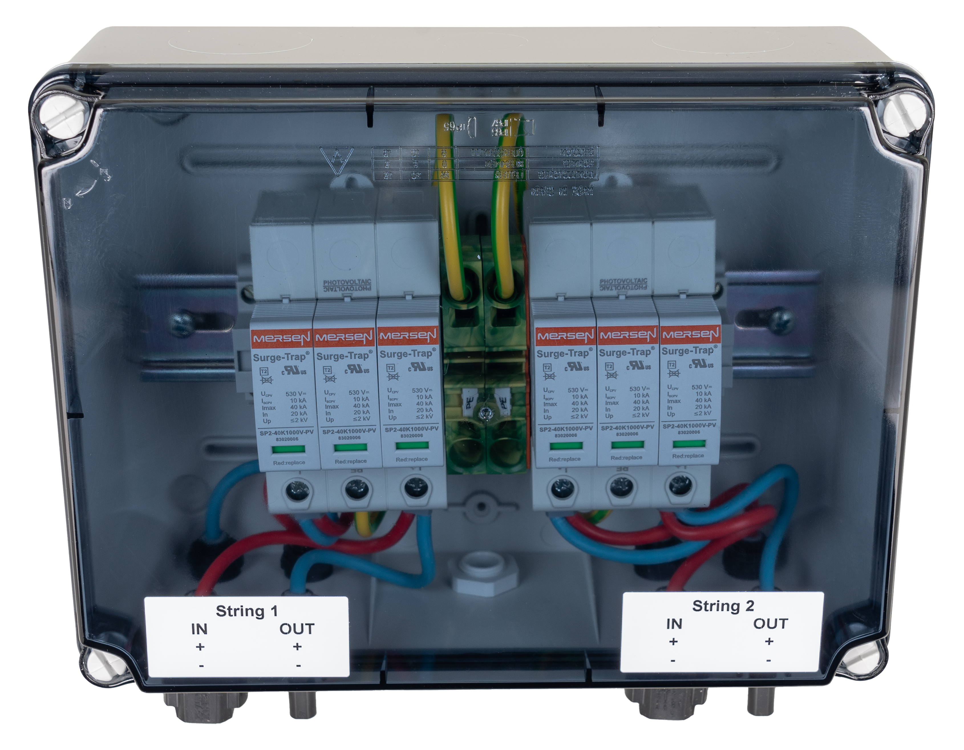 Generatorenanschlusskasten für PV-Anlagen bis 1.000 V DC, 1x 2 String, MC4-Steckverbinder, SiRoX