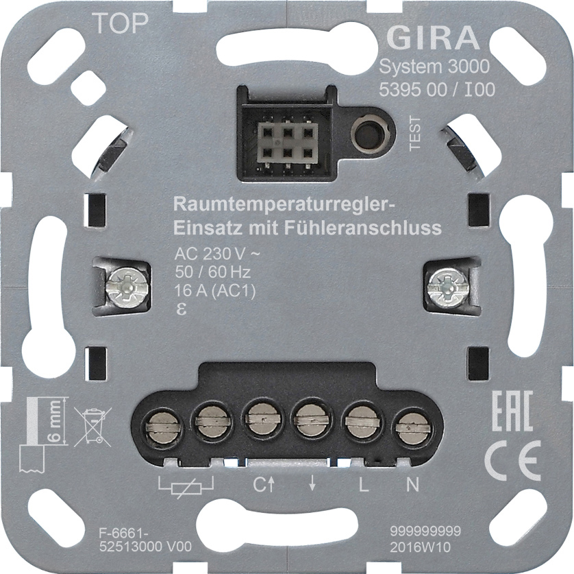 Raumtemperaturregler-Einsatz mit Fühleranschluss KNX