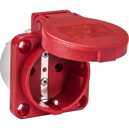 Schutzkontakt-Einbau-Steckdosen IP 54 rot (RAL 3000) rückwärtig 50 x 50 mm 38 x 38 mm SiRoX