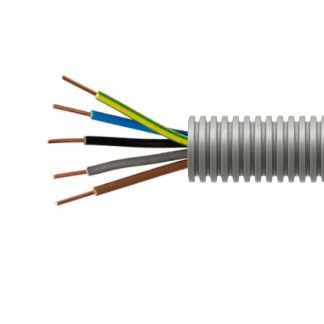 Flexibles Installationsrohr mit Drähten  5 G 2,5 mm² gewellt "FIR 3422" M 16