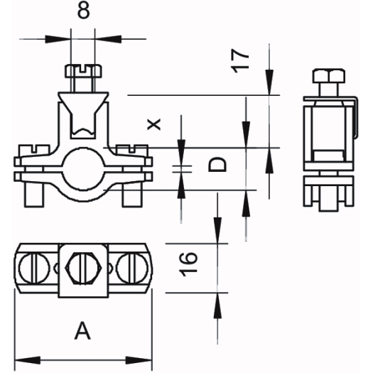 Erdungsschelle für Rundleiter 3/4, Zn, G