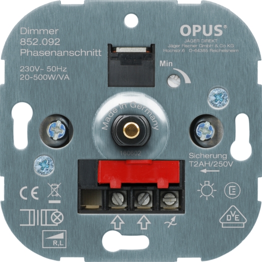 Dreh-NV-Halogenlampen-Dimmer mit Schraubklemmen, Metallwelle* OPUS