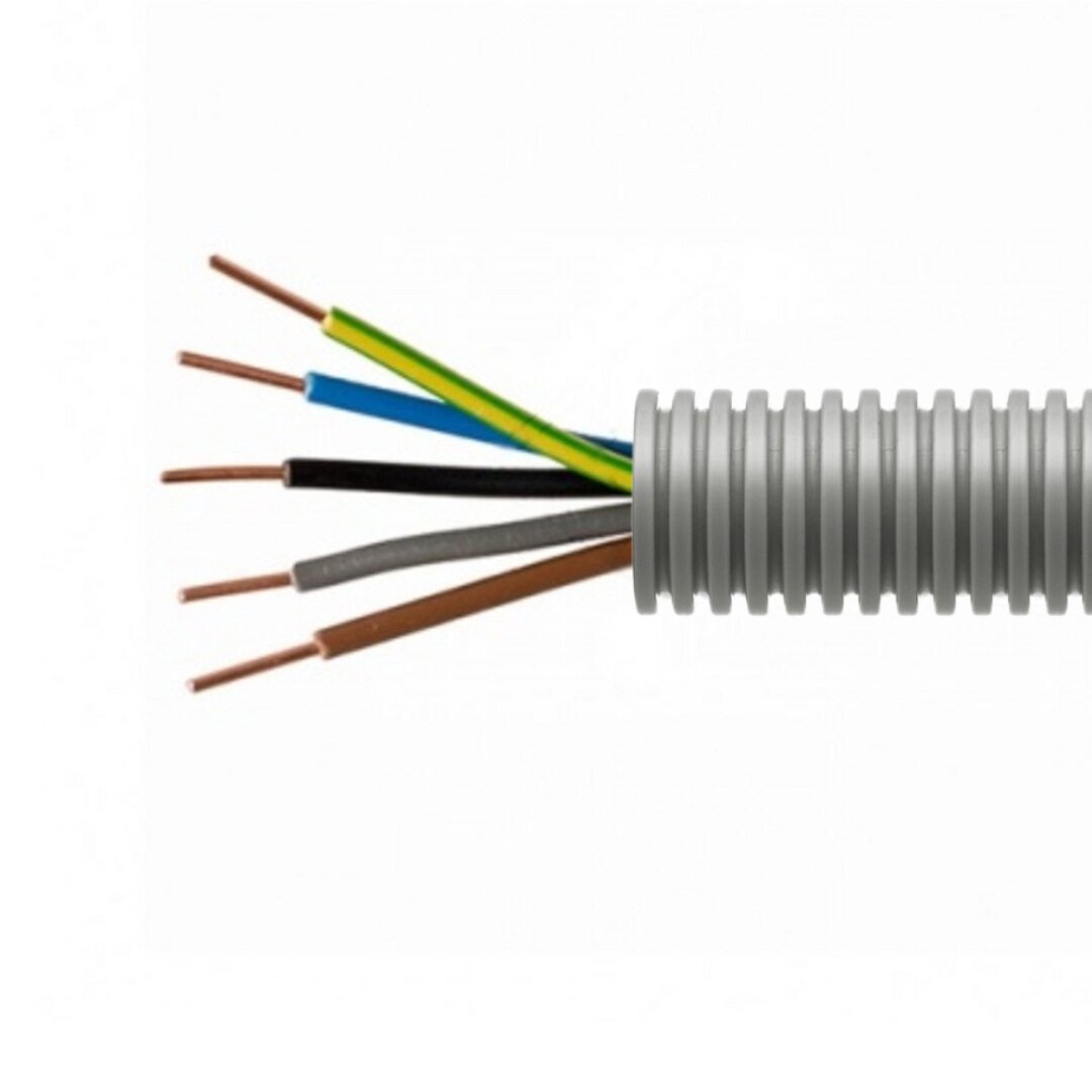 Flexibles Installationsrohr mit Drähten  5 G 2,5 mm² gewellt "FIR 3422" M 20