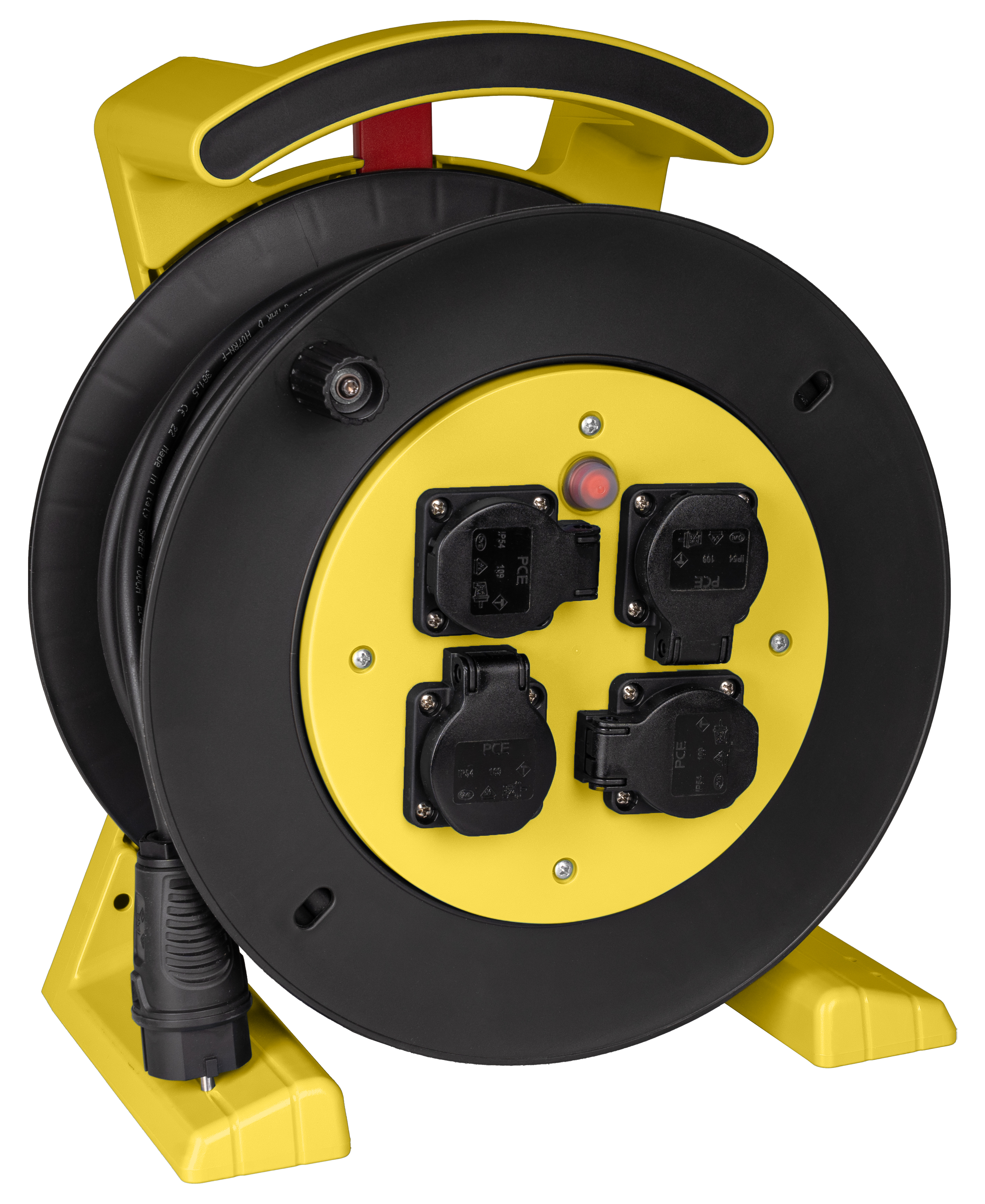 Kabeltrommel gelb-schwarz, 4 x Schutzkontakt-Steckdose, H07RN-F 3 G 2,5 mm², 40 m JUMBO L 2.0