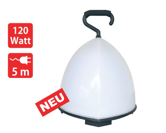 LED-Bauleuchte, 120 W, 12.000 lm, „360”, IP54, 360x480x360 mm