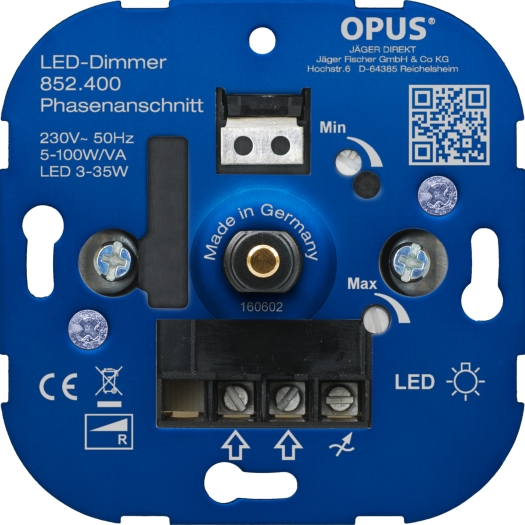 Dreh-Phasenanschnitt-Dimmer 5 - 100 VA / LED 3 - 35 W OPUS