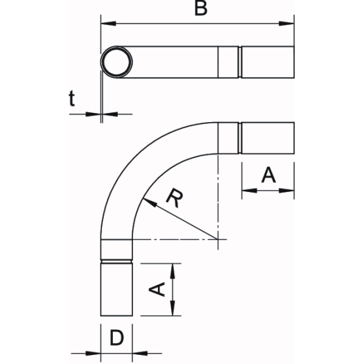 Aluminiumrohrbogen ohne Gewinde ø32mm, Alu