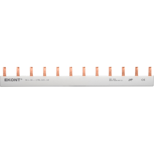 1-Phasen Stiftschiene, gerade, geschlossen 12 x 1 Pol, 210 mm lang