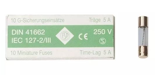 G-Schmelzeinsätze träge, 5 x 20 mm 6,3 A