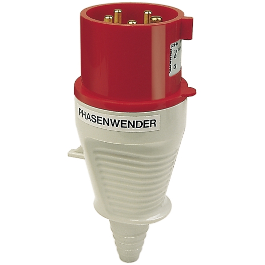 CEE-Stecker IP44, 5-polig, 400 V, 6 h 32 A, rot, mit Phasenwender