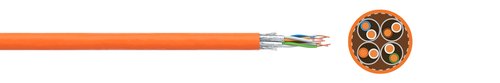 Datenleitung CAT7+ 500 m Trommel, DATALINE 1000 MHz, STP 4 x2 x AWG 23 PIMF FRNC, orange