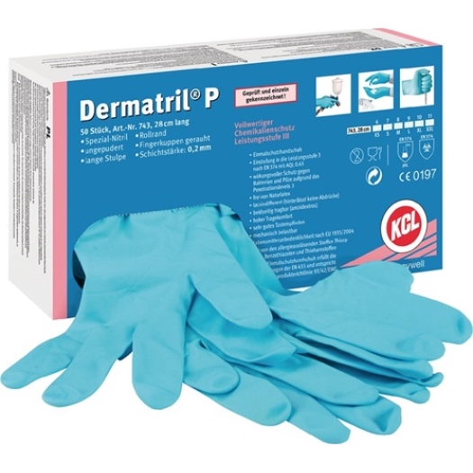 Einweghandschuhe Dermatril P 743 Gr.10 blau Nitril 50 St./Box