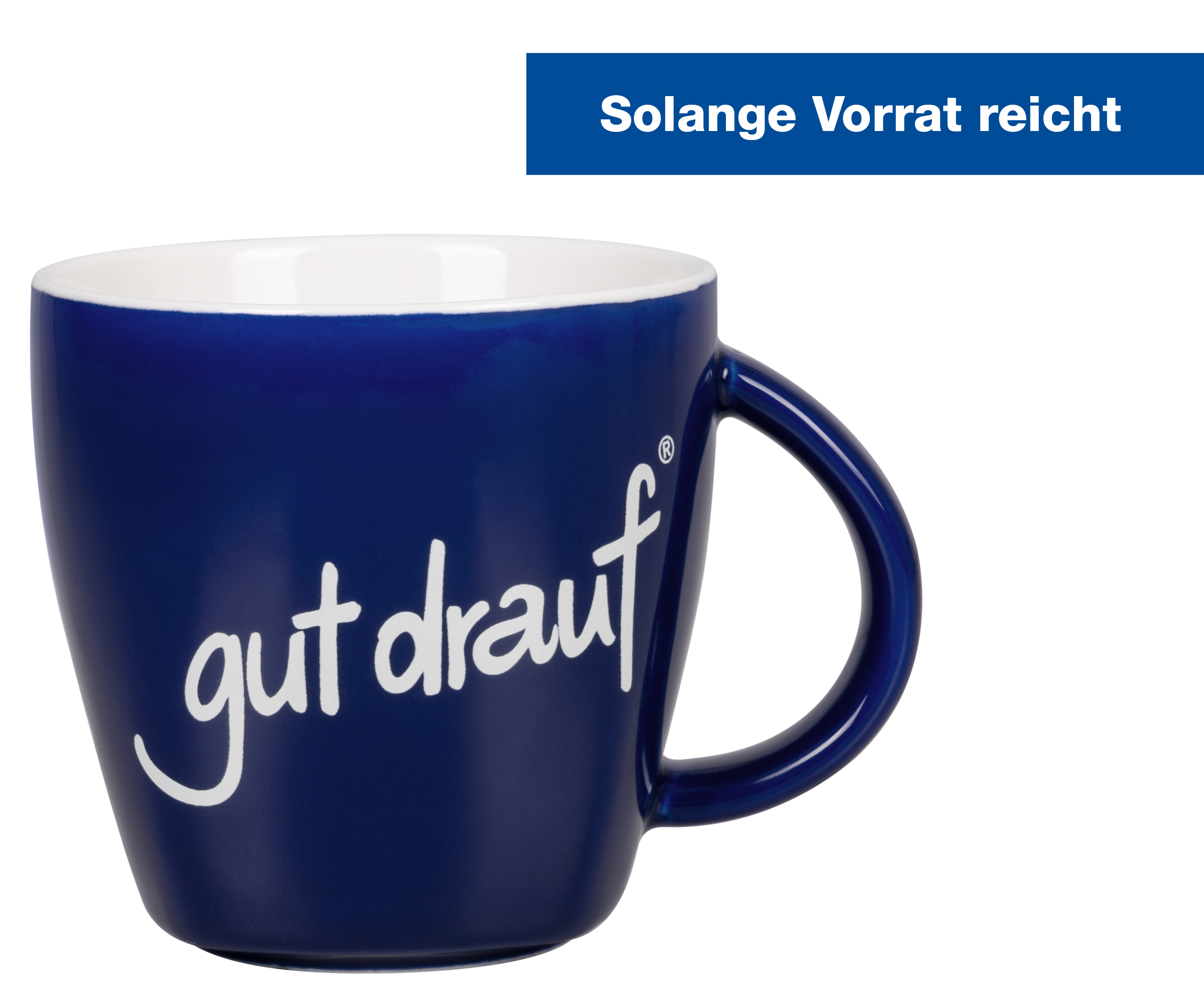 Tasse, Porzellan, blau, gut drauf'