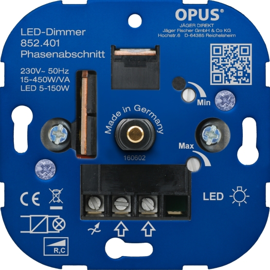 Dreh-Dimmer für LED- und  Energiesparlampen 15 - 450 VA / LED 5 - 150 W OPUS