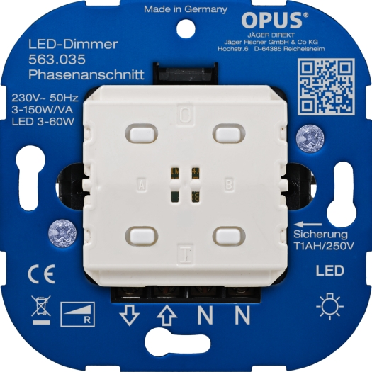 BRiDGE Tast-Dimmer für LED-Lampen Phasenanschnitt 3 - 150 VA / LED 3 - 60 VA OPUS