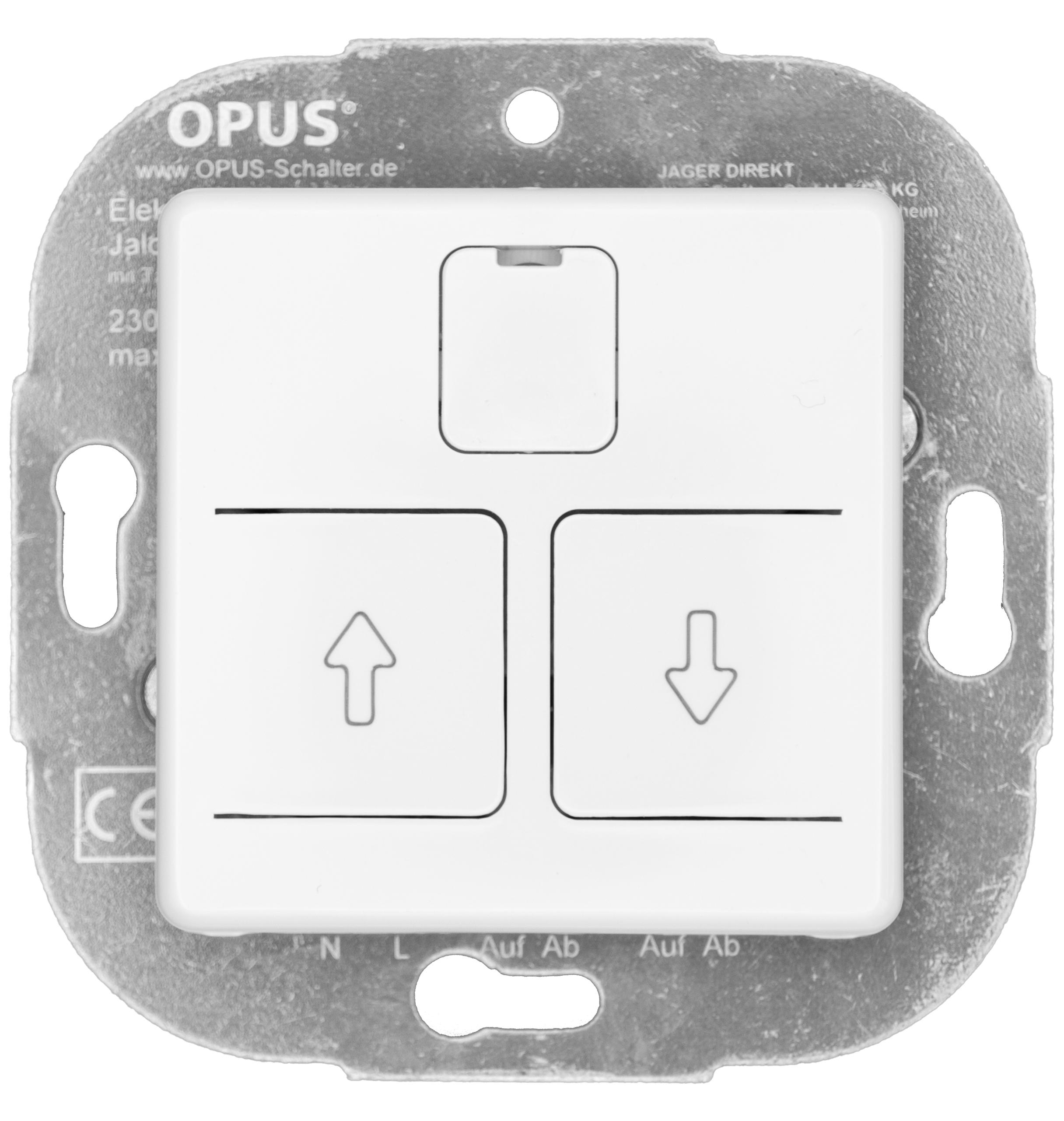 Elektronischer Rollladenschalter mit Abdeckung polarweiß OPUS 55