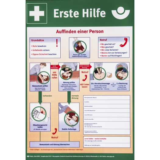 Informationstafel "Anleitung zur Ersten Hilfe"