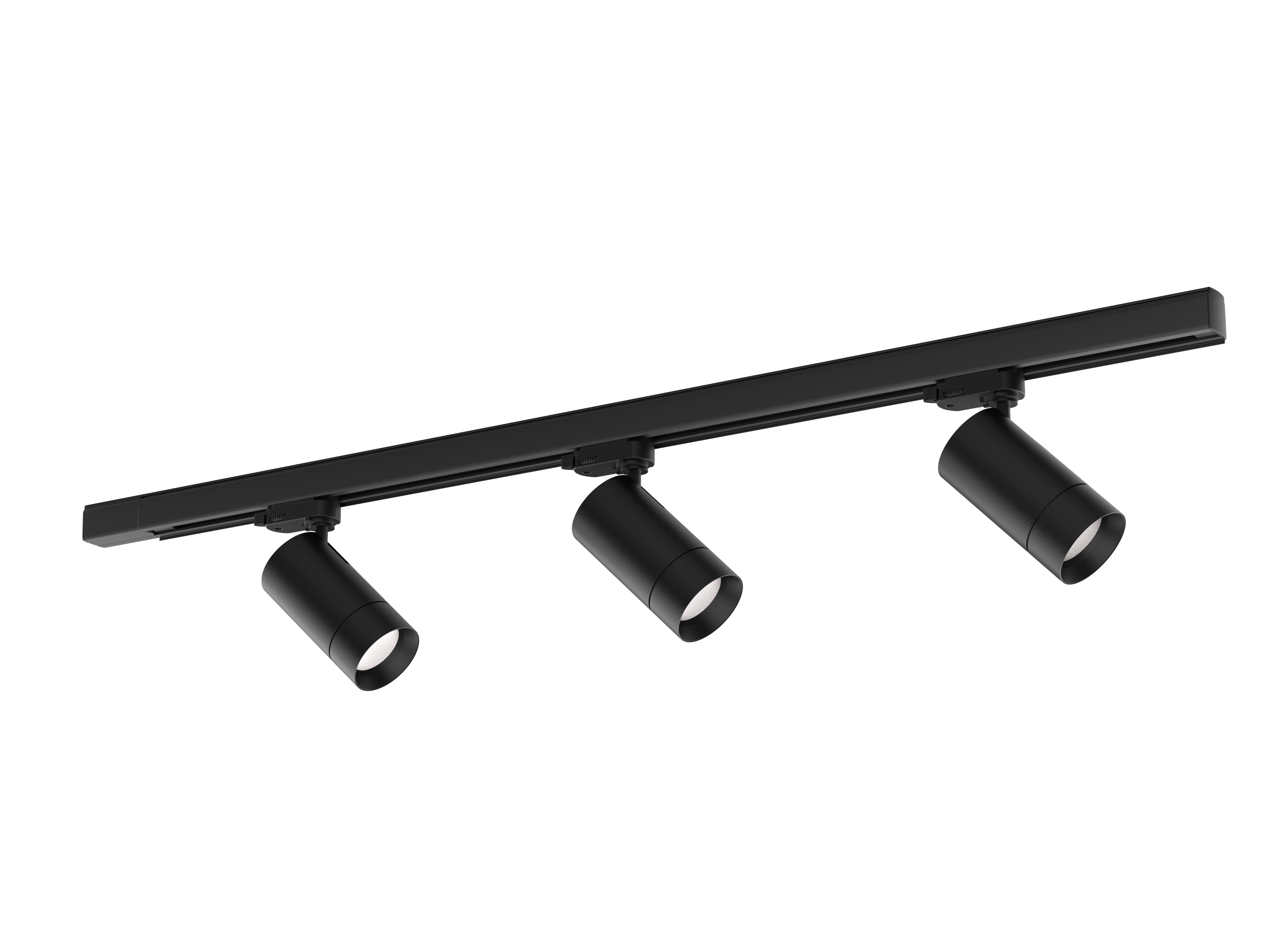 LED-Schienenstrahler-Set aus Aluminium, mit 3 x Strahlern und 3-Phasen-Adapter, GU 10, schwarz