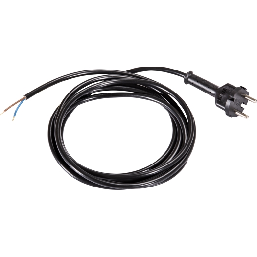 230 V-Anschlussleitung H05VV-F 3 G 1,5 mm², mit Winkelstecker schwarz 5 m