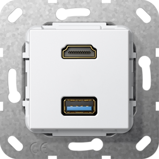 HDMI™ USB 3.0 A Kpl. Einsatz Reinweiß