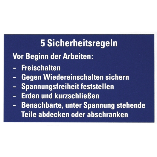 Aufkleber "5 Sicherheitsregeln"