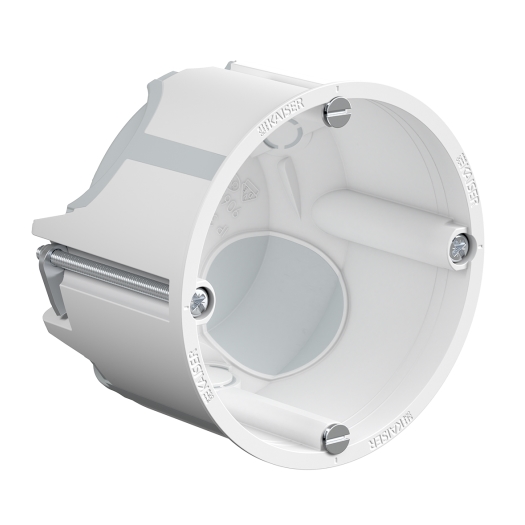 Hohlwand-Gerätedose für Schallschutzwände, Durchmesser: 68 mm, Tiefe: 49 mm, luftdicht, halogenfrei, flach, weiß