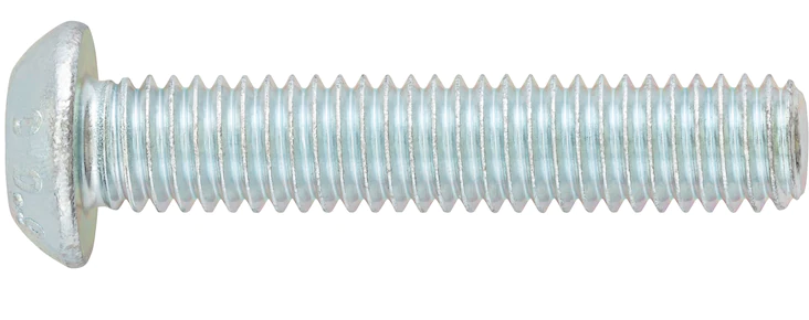 Gewindeschraube M4 x 20 mm, abgeflachter Halbrundkopf und Innensechskant, verzinkt blau passiviert