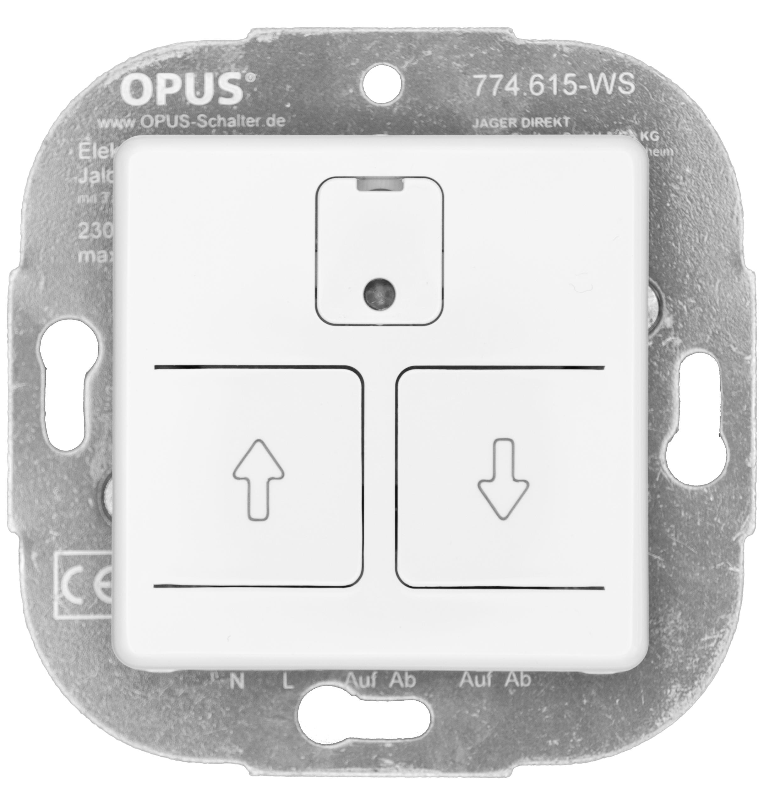 Elektronischer Rollladenschalter mit Abdeckung 24 h-Automatik polarweiß OPUS 55