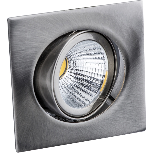 Downlight, eckig, 8 W, 800 lm, schwenkbar, 68 mm, eisen gebürstet