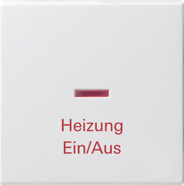 Wippe 1-fach mit Kontrollfenster und Aufdruck "Heizung Ein/Aus" System 55 reinweiß-glänzend