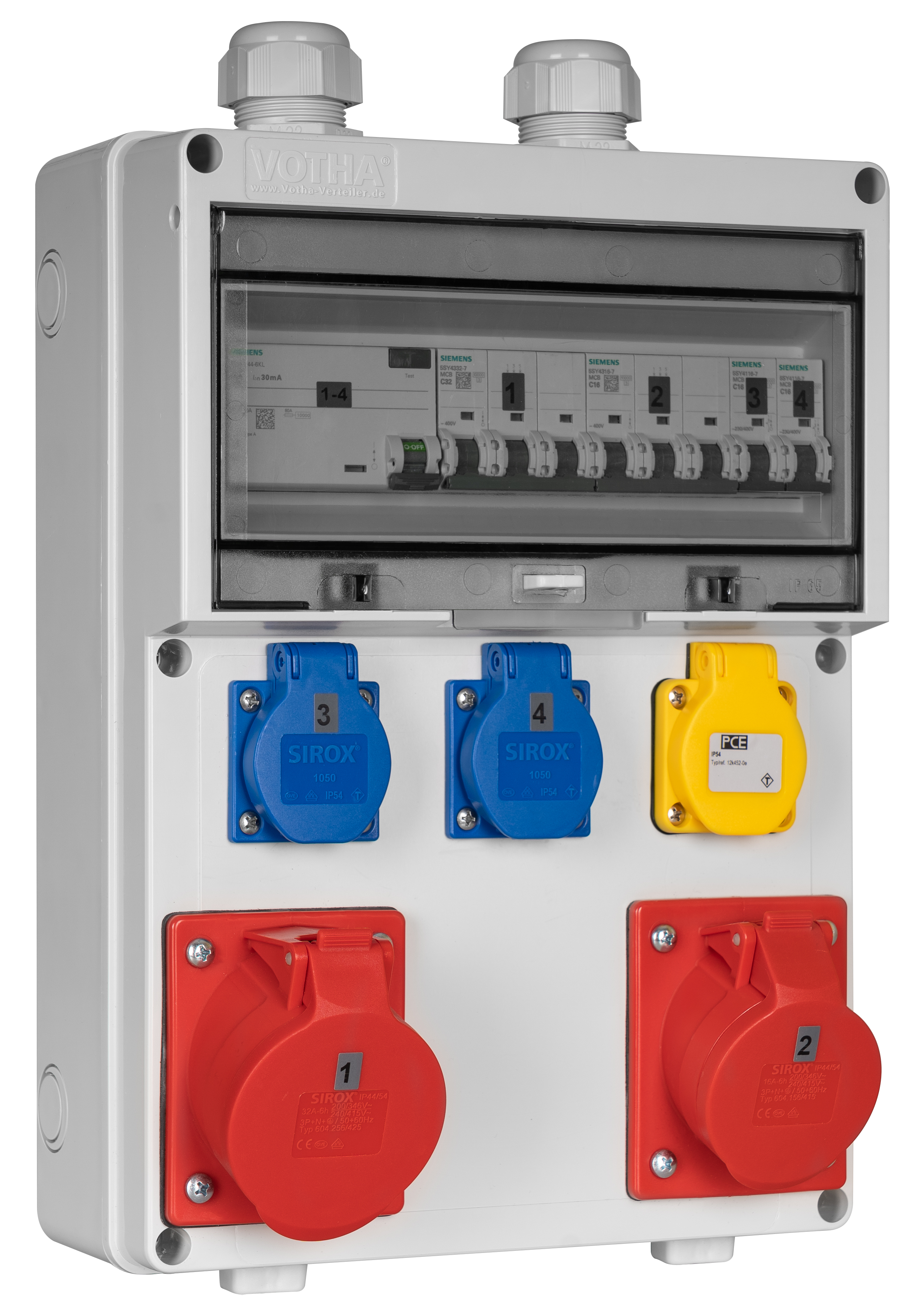 Wandverteiler Würzburg Eingang M32 oben, FI, IP54 inkl. Datendose