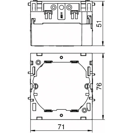 Geräteeinbaudose 1-fach 71x76x51, PA, eisengrau, RAL 7011