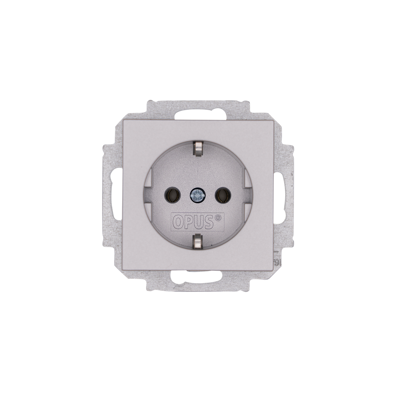 Hybrid Schutzkontakt-Steckdose mit Steckklemmen mit Steckklemmen alu-silber-seidenglanz OPUS 55